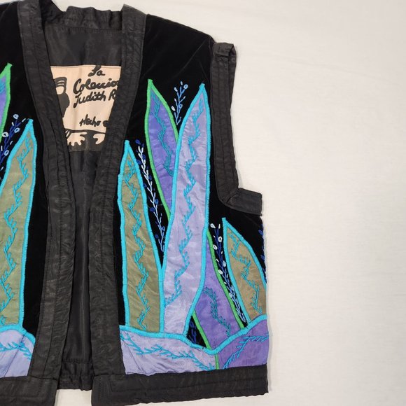 JUDITH ROBERTO La Coleccion Hecho en Mexico Black Embroidery Cropped Vest Size M - Picture 5 of 16